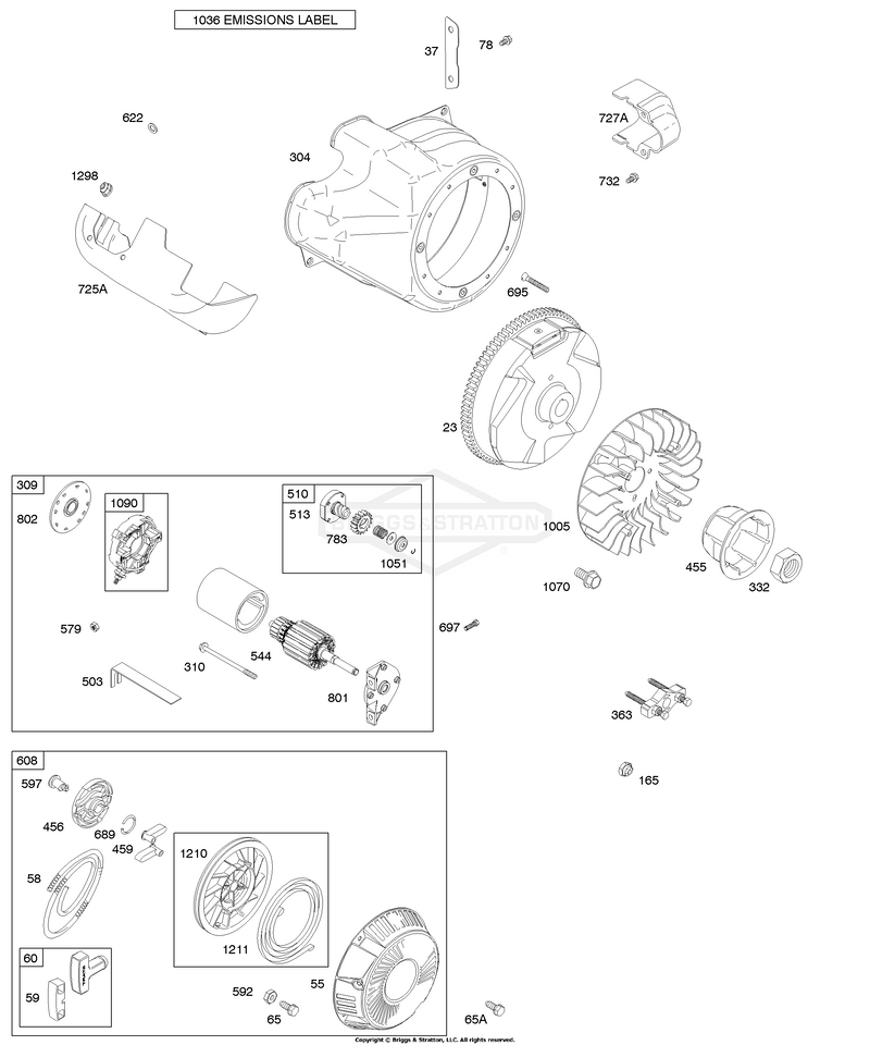 Blower Housing/Shrouds, Electric Starter, Flywheel, Rewind Starter