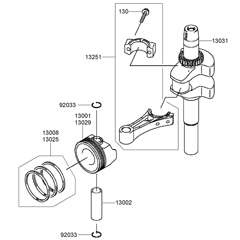 Piston and Crankshaft Assembly Kawasaki FJ180V-AS64