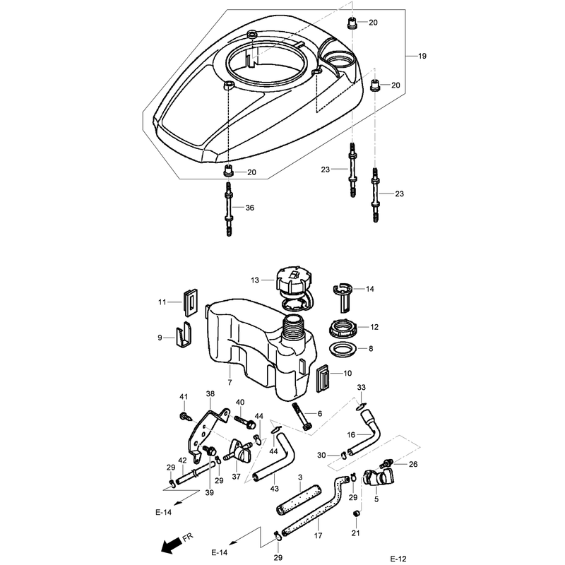 Fan Cover and Fuel Tank Assembly Honda GCV160L-AS3A