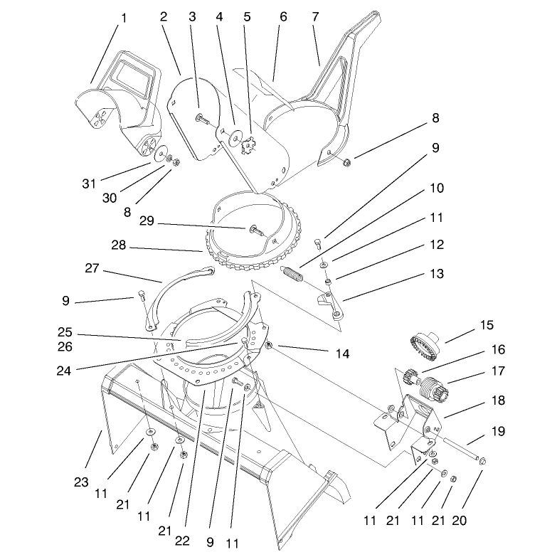 Deflector and Discharge Assembly