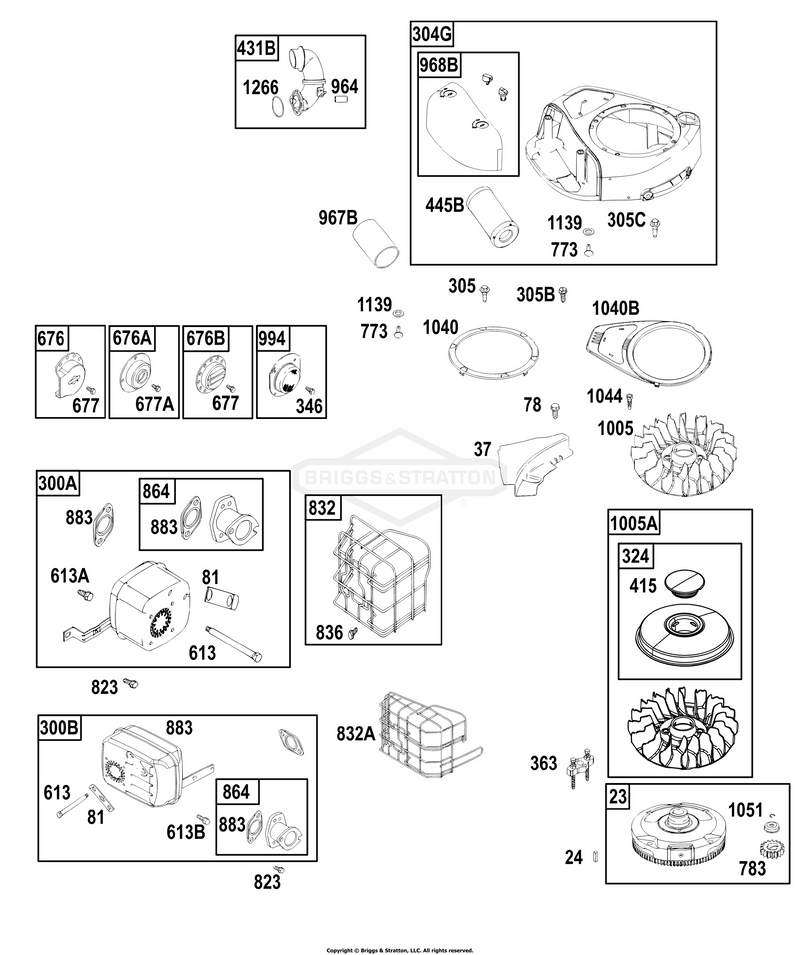 AIR CLEANER, BLOWER HOUSING, EXHAUST SYSTEM, FLYWHEEL