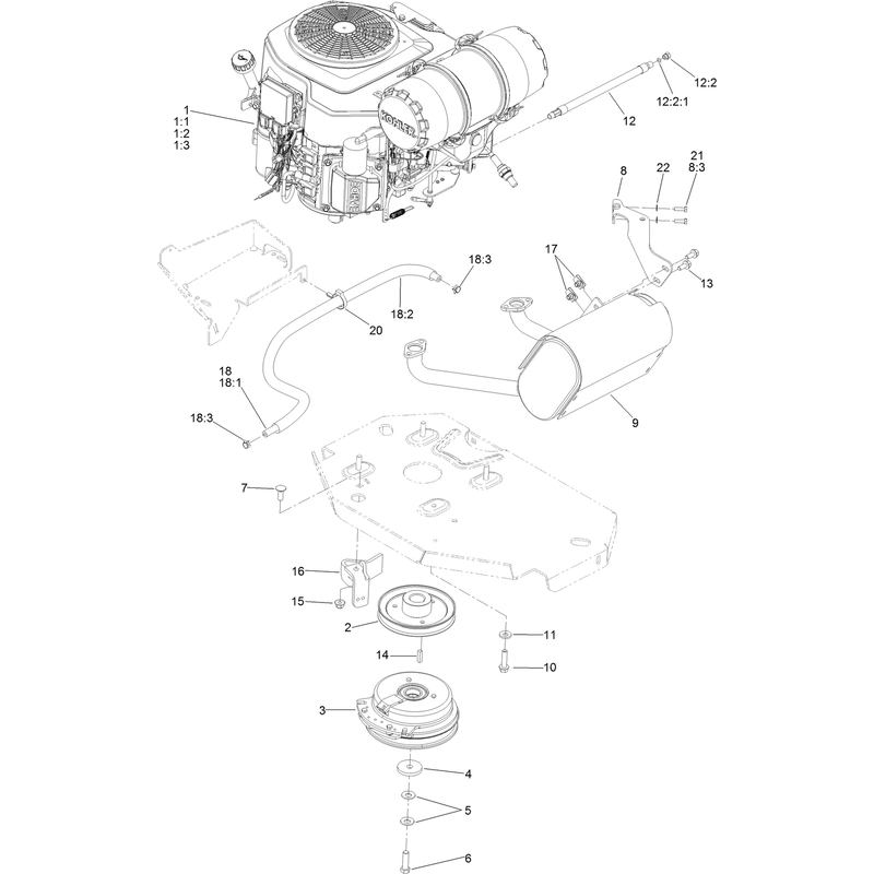 Engine, Clutch and Muffler Assembly