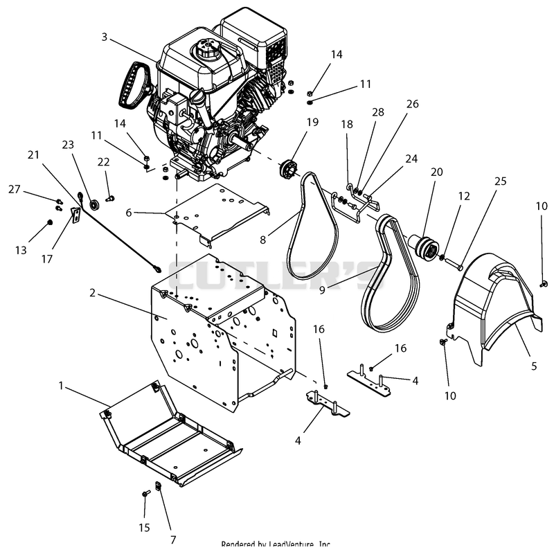 Engine, Frame And Belt Drive