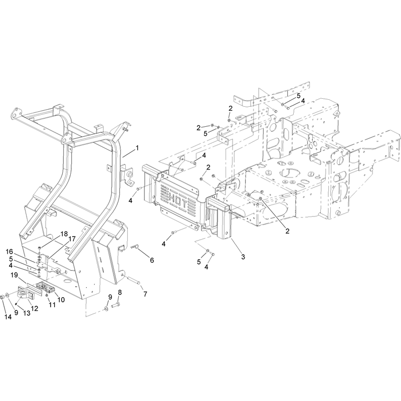 Hopper Frame and Bagger Mount Frame Assembly