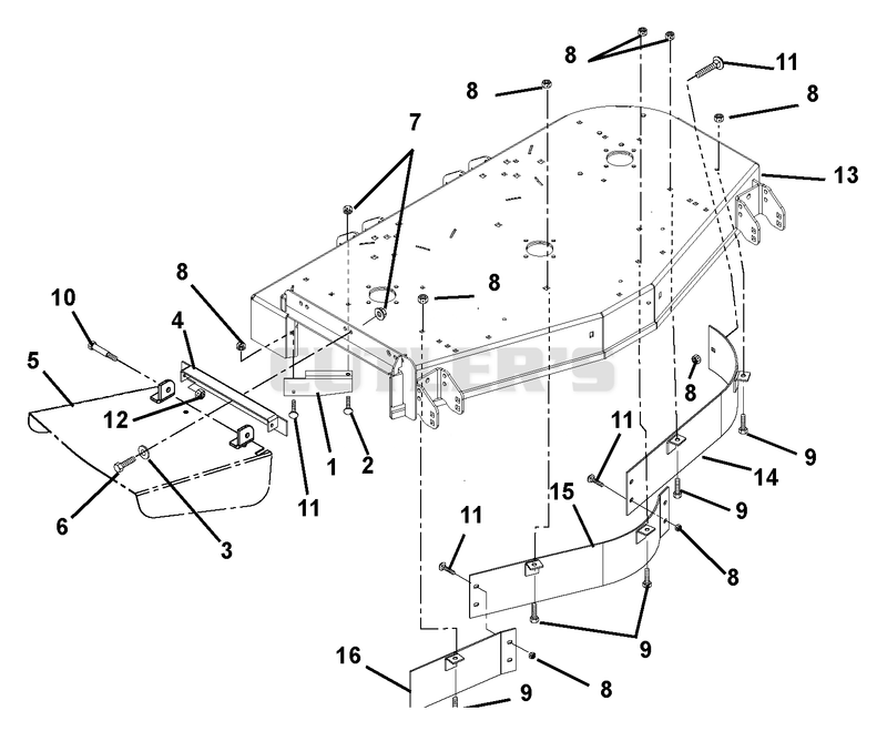 Deck, Discharge Chute And Baffles