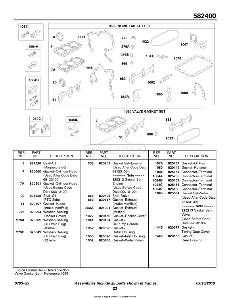 Engine/Valve Gasket Sets, Connectors