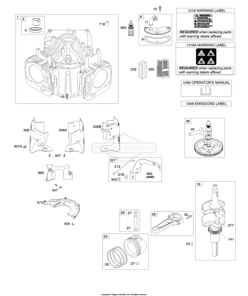 Cylinder, Crankshaft, Camshaft, Air Guides, Piston, Rings, Connecting Rod