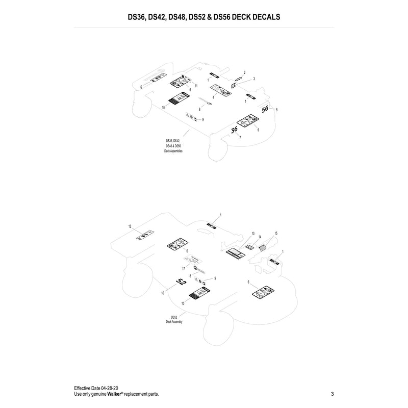 DS36, DS42, DS48, DS52 & DS56 DECK DECALS