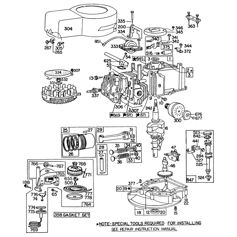 Engine Briggs and Stratton Model 93508-0195-01 Engine Briggs and Stratton Model 92908-2053-01