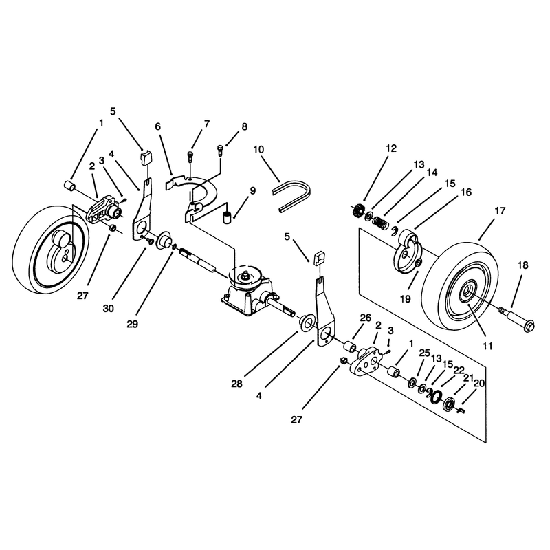 Rear Axle and Wheel Assembly
