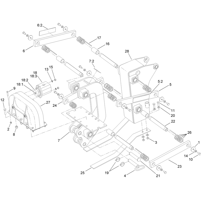 Plow Frame, Blade Mounting and Transmission Assembly