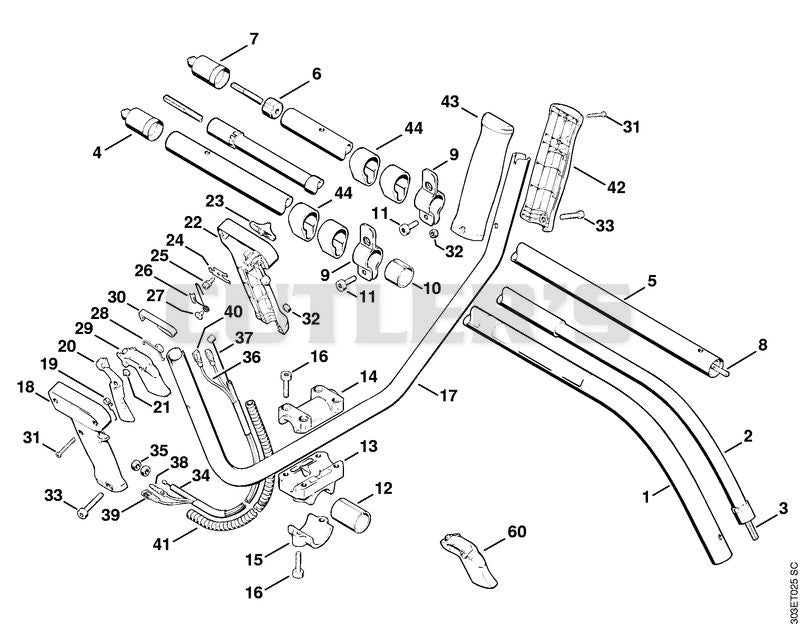 Two-handed handle bar, Drive tube assembly