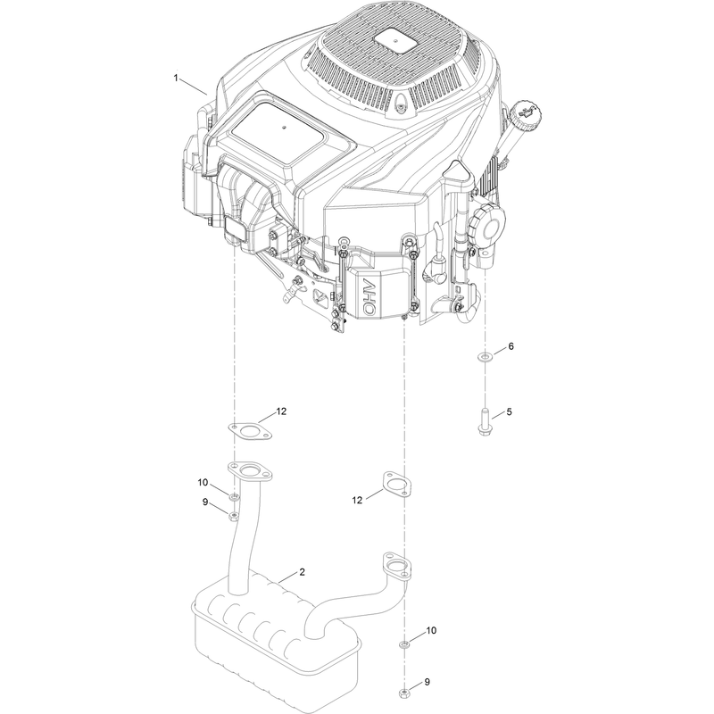 Engine and Muffler Assembly