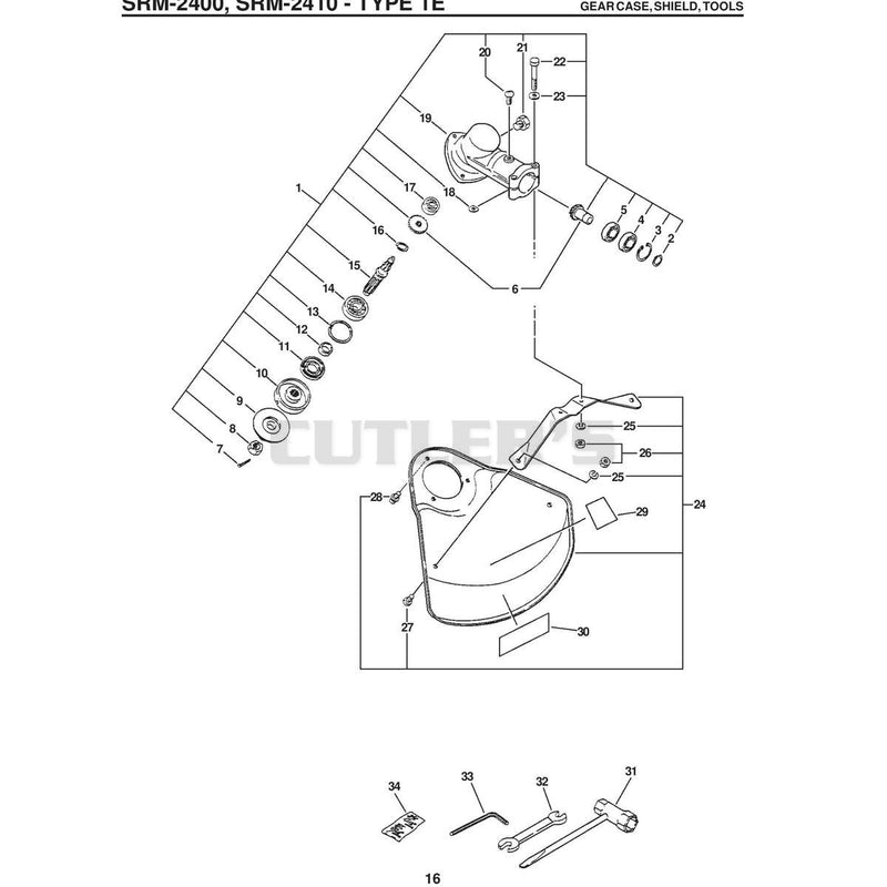 Srm-2410 - Type 1E Gearcase, Shield, Tools