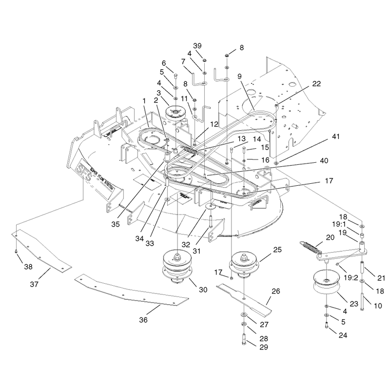 Spindles Idler Pulleys and Belts Assembly