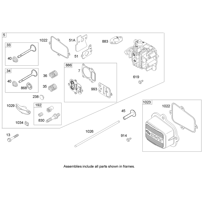 Cylinder Head Assembly Briggs and Stratton 122607-0116-E1