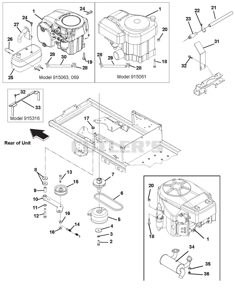 Engine, Exhaust, Belts And Idlers