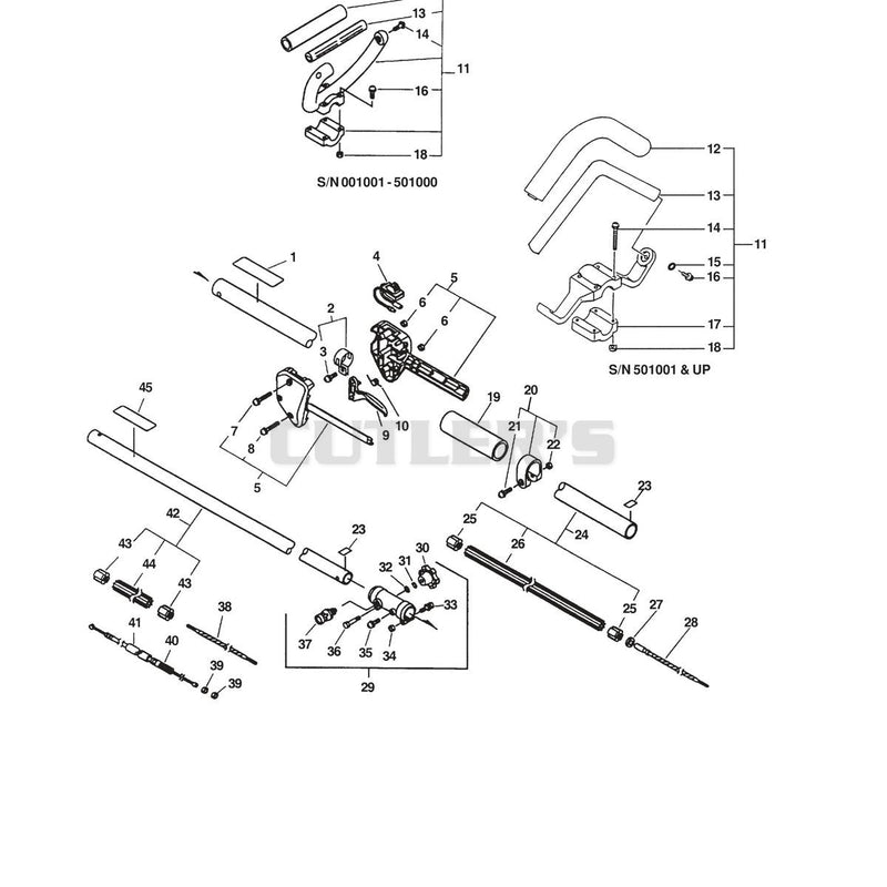 SRM DRIVE SHAFT, COUPLING, HANDLES, THROTTLE, STOP SWITCH