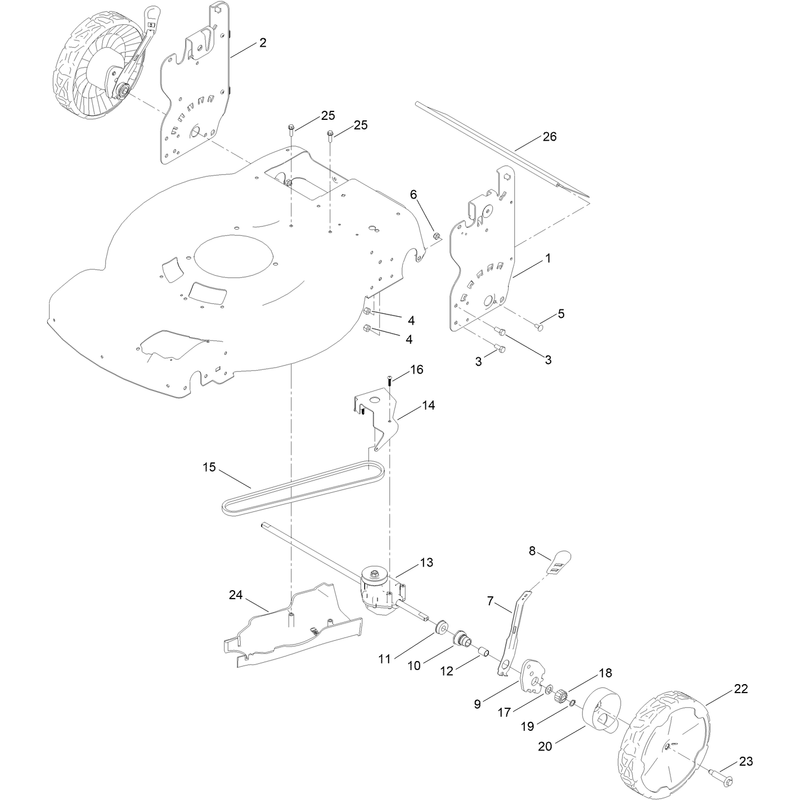 Rear Wheel and Height of Cut Assembly