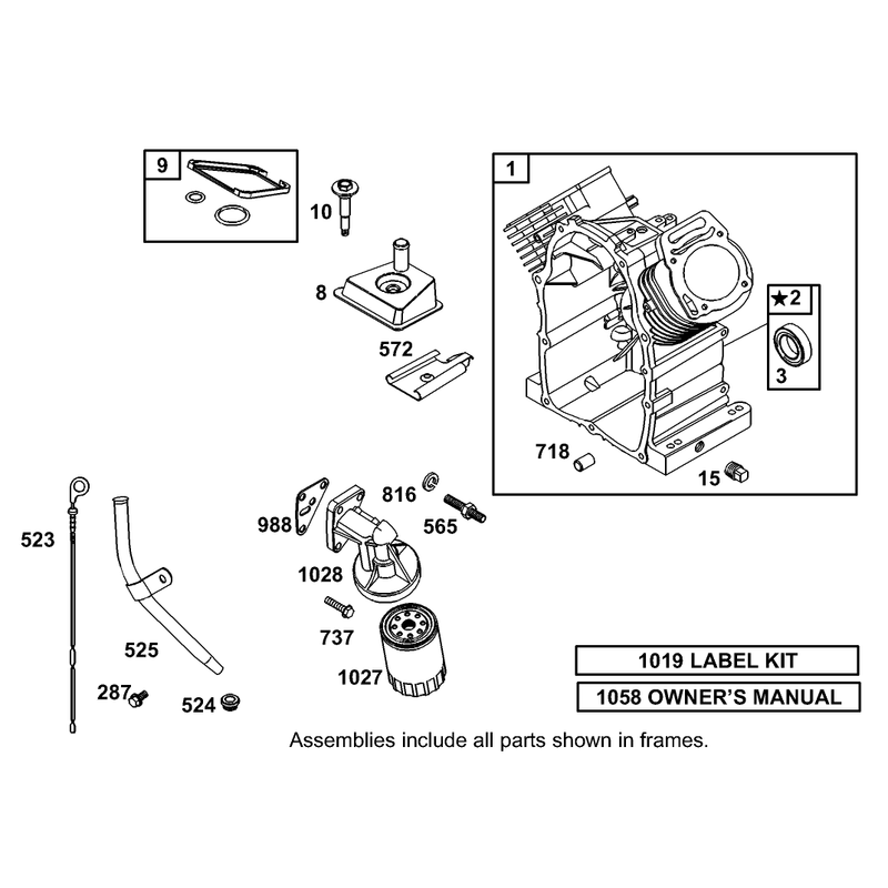 Cylinder Oil Filter and Dipstick Assembly Briggs and Stratton 303447-1319-E1