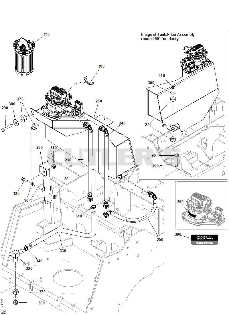Engine Remote Oil Tank, Hoses and Mount Group