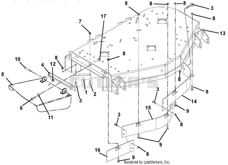 Deck, Discharge Chute And Baffles