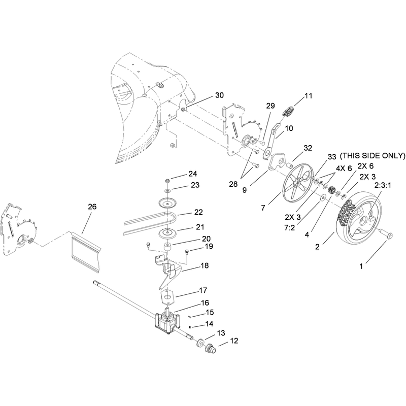 Rear Axle Wheel and Transmission Assembly