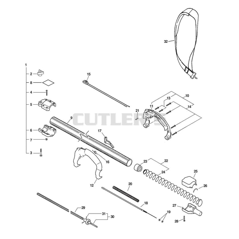 HANDLE, STOP SWITCH, THROTTLE CABLE, DRIVESHAFT