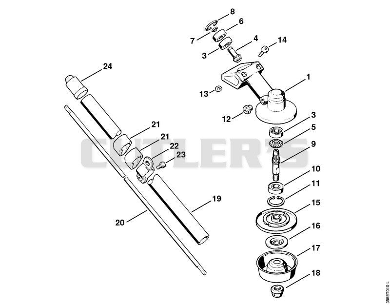 FS 76: Gear head, Drive tube assembly