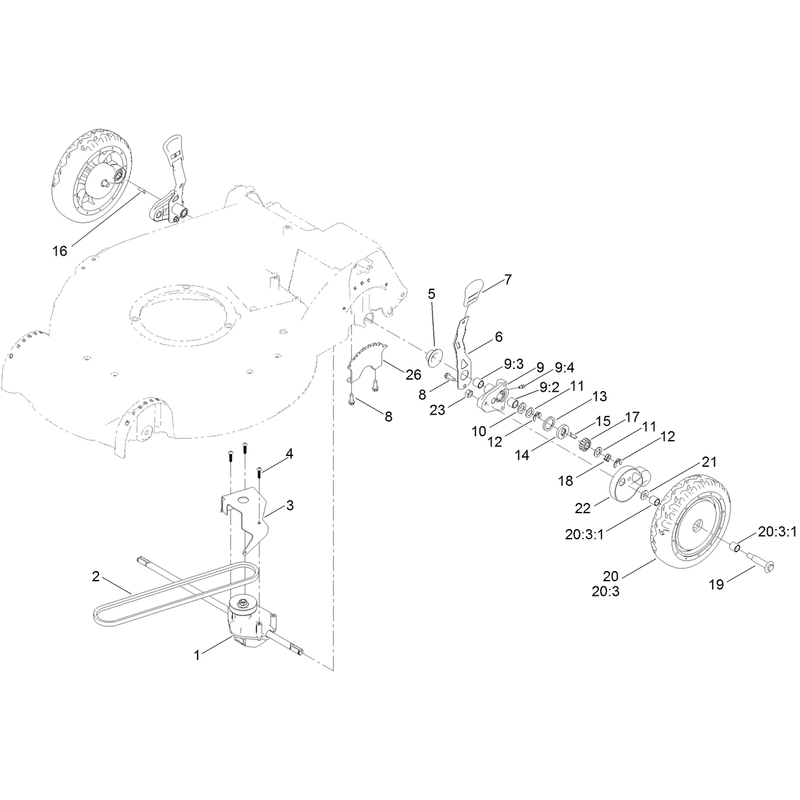 Rear Wheel and Height of Cut Assembly