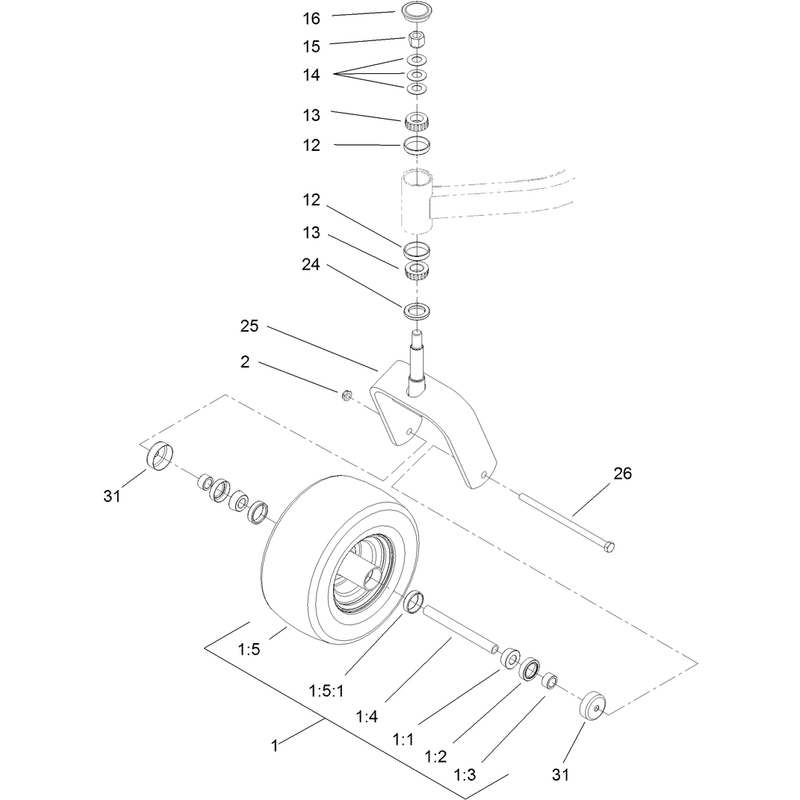 Caster Wheel and Fork Assembly