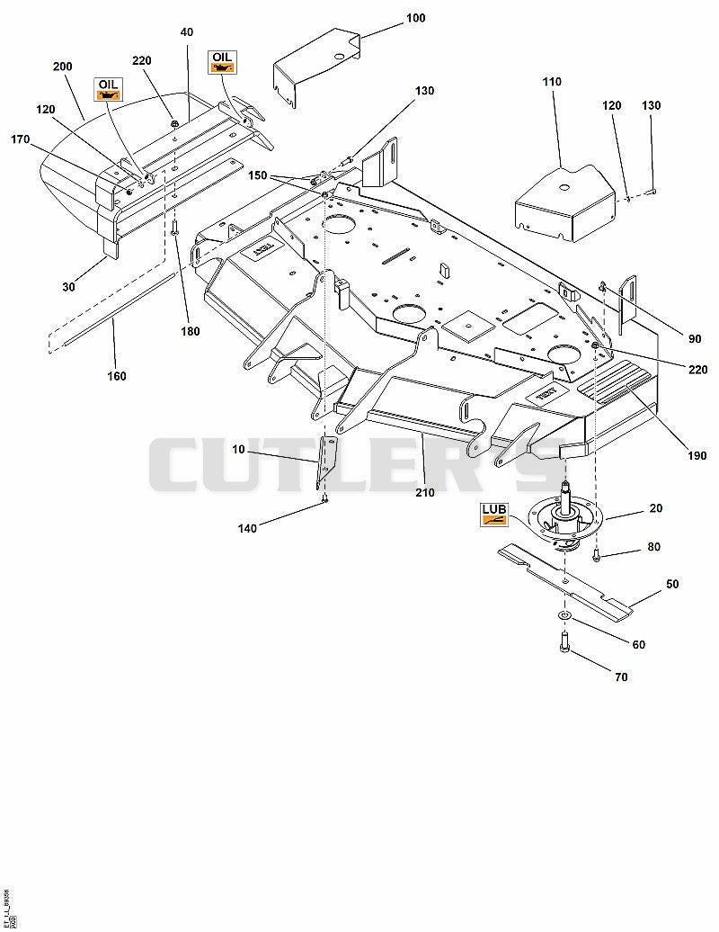 52" Mower Deck - Housing, Covers, Spindles and Blades