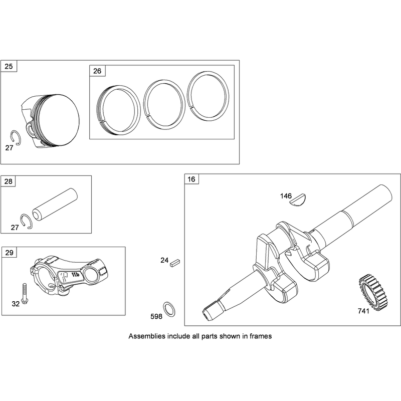 Crankshaft, Piston, Ring and Connecting Rod Assembly  Briggs and Stratton 15D104-0113-E8