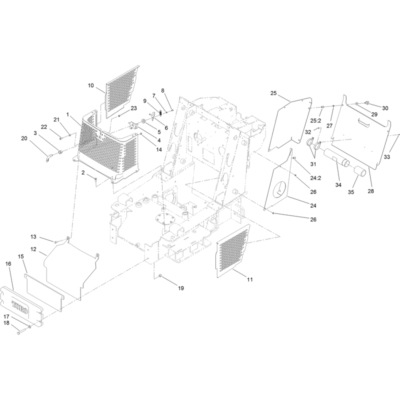 Grill Side Cover and Counterweight Assembly