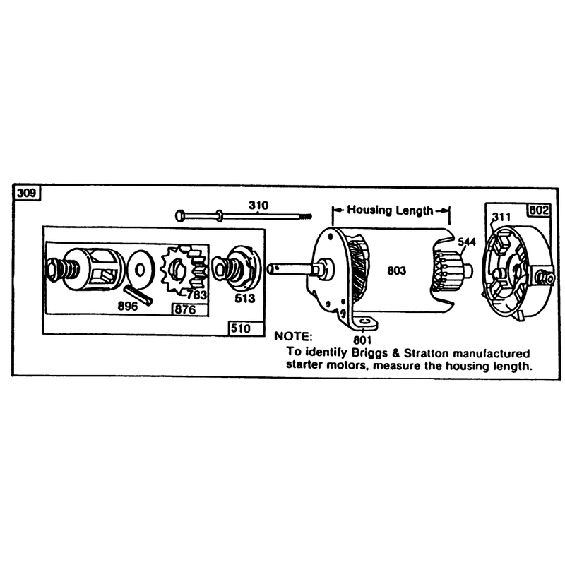 Briggs & Stratton Starter Motor Assembly 8 H.p. Rear Engine Rider Model 56150 & 11 H.p. Rear Engine Rider Model 56170