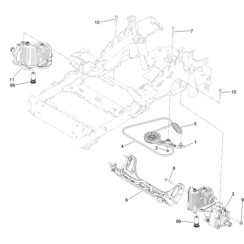 Hydraulic Pump, Idler and Belt Assembly