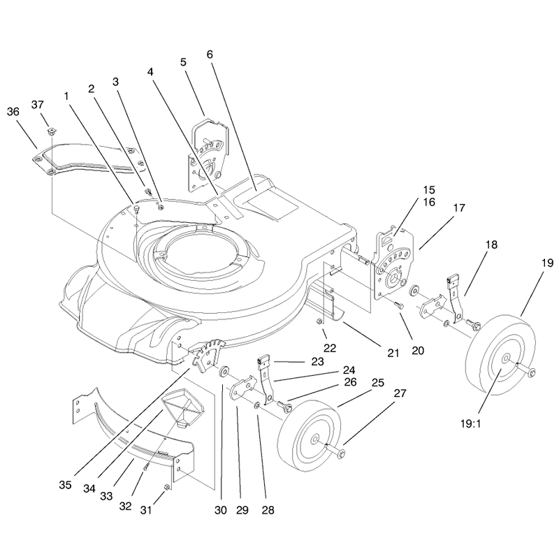 Housing Handle Brackets and Wheel Assembly