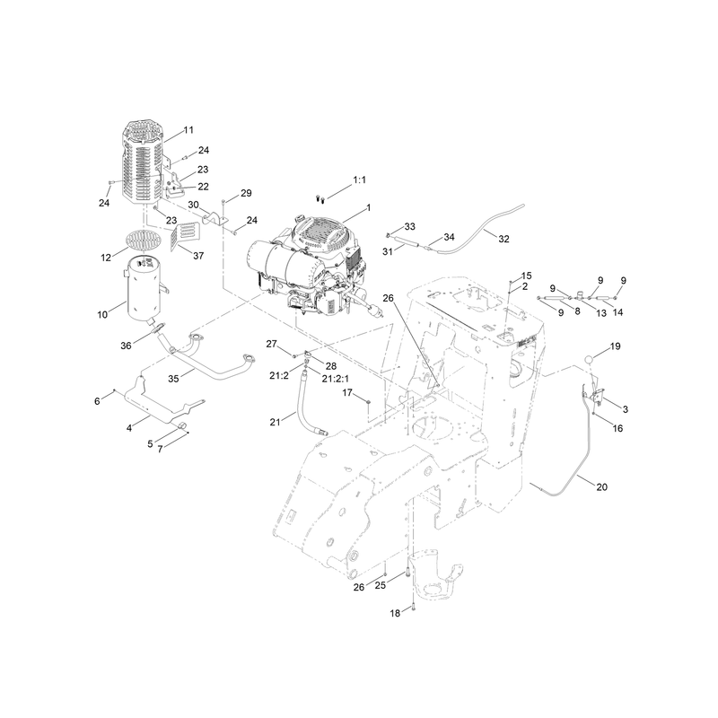 Engine and Muffler Assembly