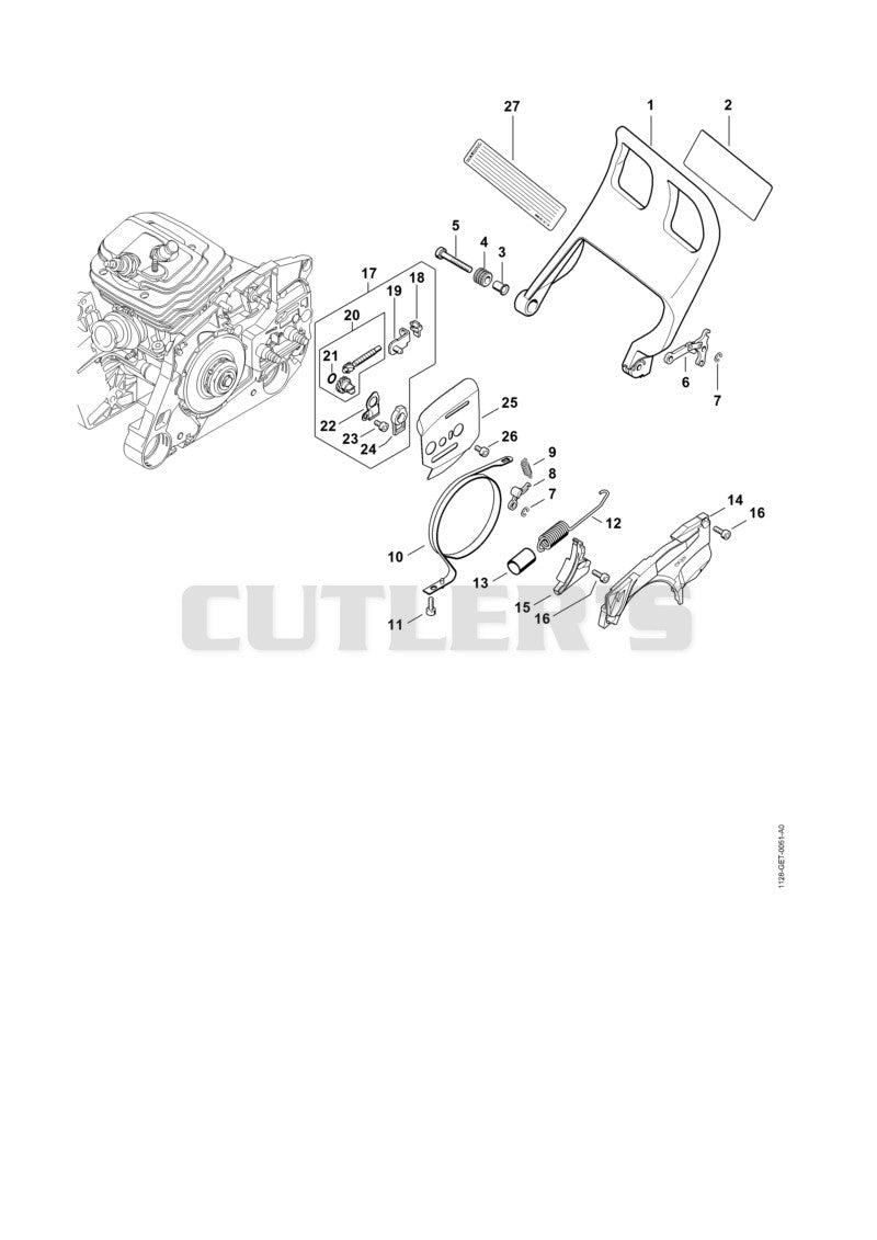 Hand guard, Chain brake, Chain tensioner