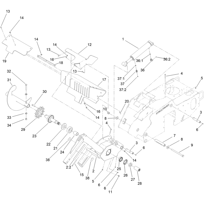 Trencher Head and Lift Assembly