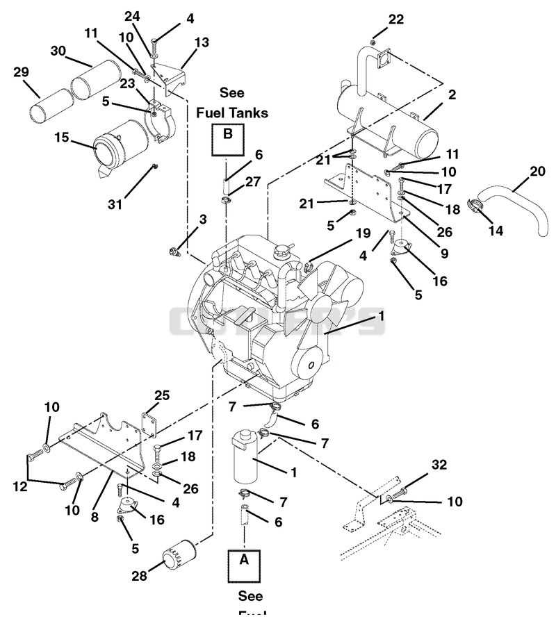 Engine, Muffler And Air Filter