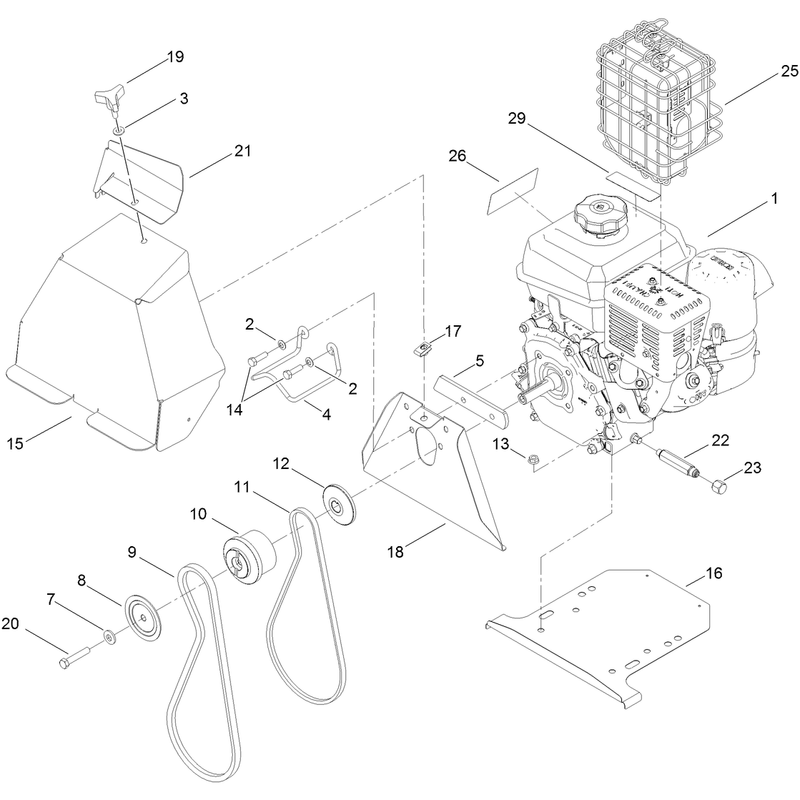 Engine and Pully Assembly