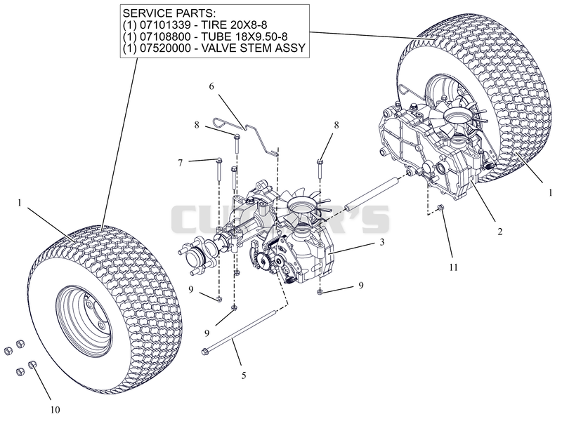 Rear Tires and Transaxles - 42"
