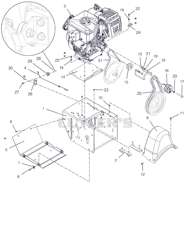 Engine, Frame And Belt Drive - AX 306