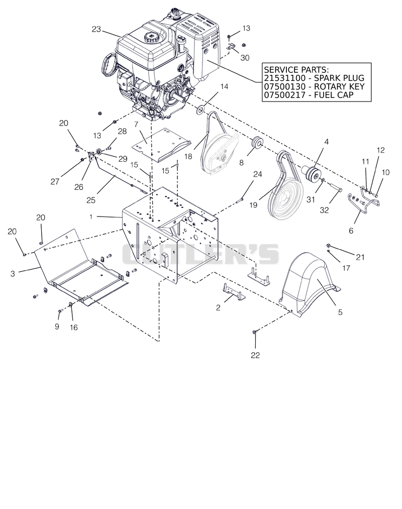 Engine, Frame And Belt Drive