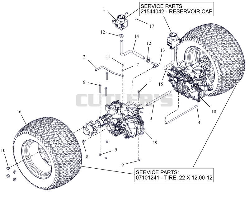 Rear Tires and Transaxles - 60"