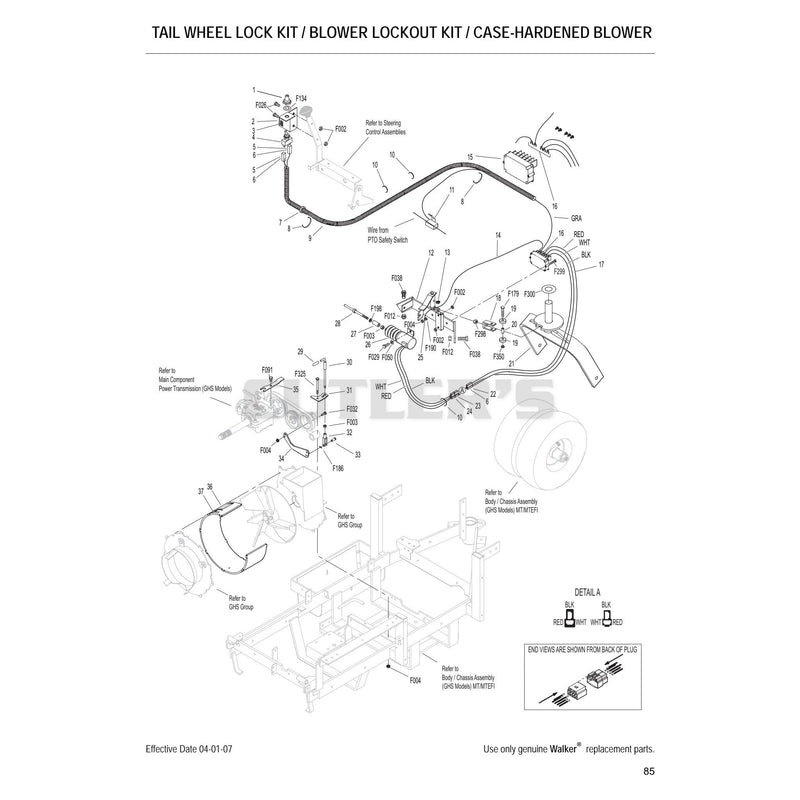 Tail Wheel Lock Kit Blower Lockout Kit Case Hardened Blower