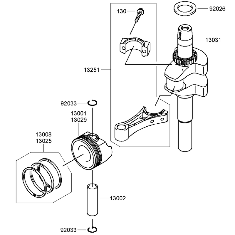 Piston and Crankshaft Assembly Kawasaki FJ180V-AS39