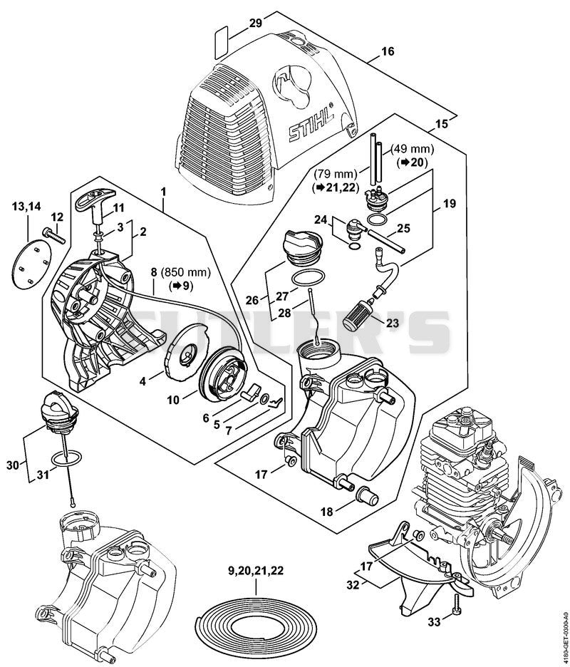 Rewind starter, Fuel tank