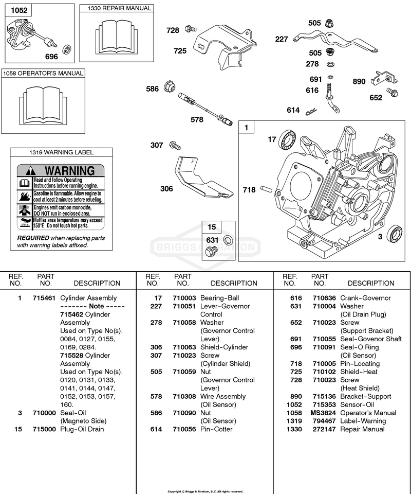 Cylinder, Oil Sensor, Manuals